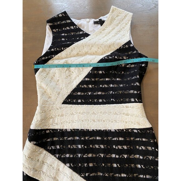 BCBGMAXAZRIA Dress Size 8 Dalia Mini Sheath White w/ Lace Detail Black White EUC - Picture 14 of 16